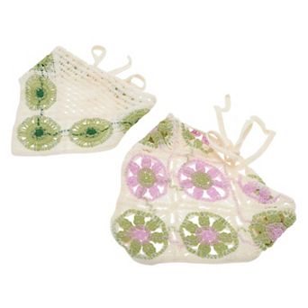 Knitted Triangle Bandana for Women Beige 2 pc