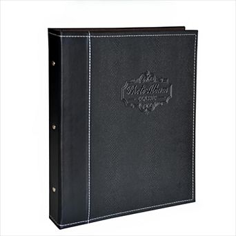 Leather Photo Album Holds Multiple Sizes with Magnetic Self Stick Pages