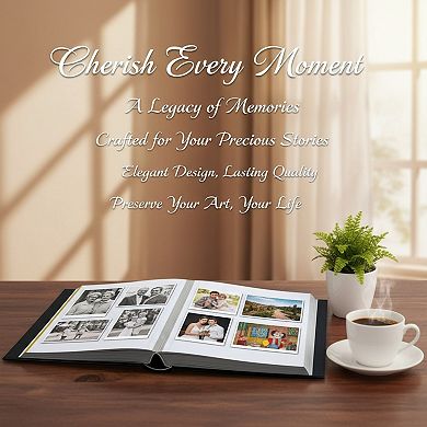 Leather Photo Album Holds Multiple Sizes with Magnetic Self Stick Pages