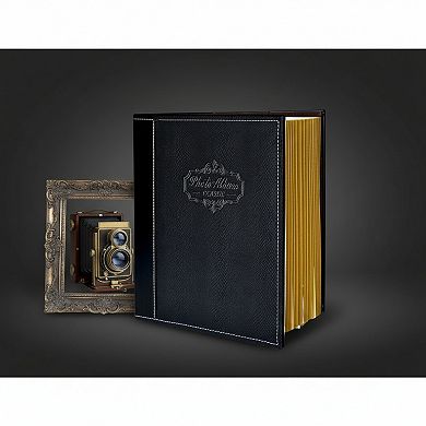 Leather Photo Album Holds Multiple Sizes with Magnetic Self Stick Pages