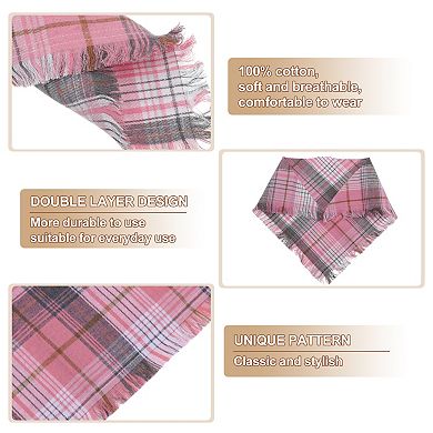 Dog Bandanas with Tassels Edges, Stylish Plaid Scarf Bib for Small Pets, 2 Pcs