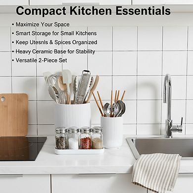 Ceramic Kitchen Utensil Holder for Countertop Cooking Utensil Organizer