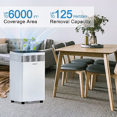 137 pt. 6,000 sq. ft. Commercial Dehumidifier in White, with Pump, with Auto-Defrost, 3-Fan Speed