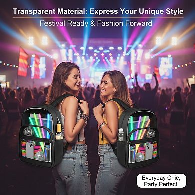 Heavy Duty Transparent Backpack with Reinforced Strap for School and Travel