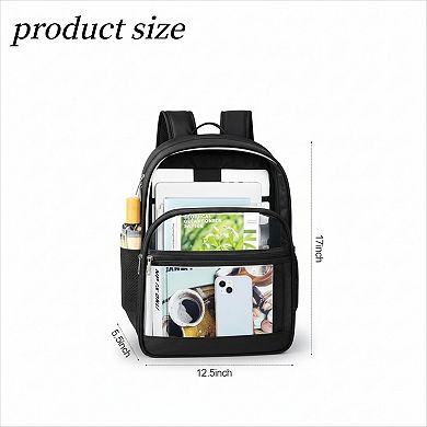 Heavy Duty Transparent Backpack with Reinforced Strap for School and Travel
