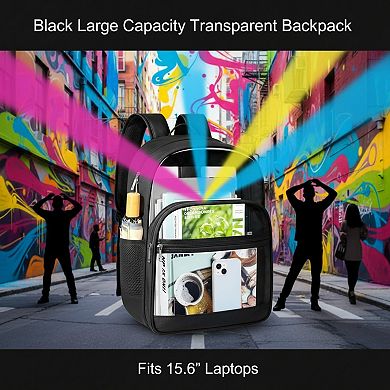 Heavy Duty Transparent Backpack with Reinforced Strap for School and Travel
