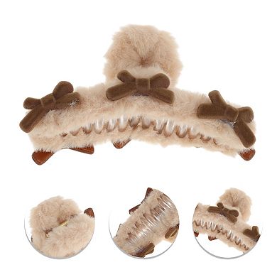 Fashion Bow Fleece Hair Clips for Home 1 Pc