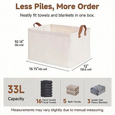 Set of 2 large fabric storage baskets with metal frames and handles