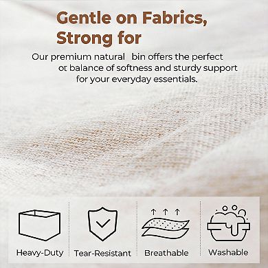 Set of 2 large fabric storage baskets with metal frames and handles