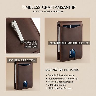 Slim Bifold Wallet for Men - Minimalist Front Pocket Design with RFID & Money Clip