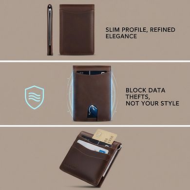 Slim Bifold Wallet for Men - Minimalist Front Pocket Design with RFID & Money Clip