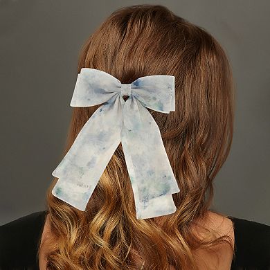 Ink Wash Print Bow Hair Barrettes 1 Pc