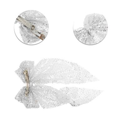 Fashion Sequin Bow Mesh Ribbon Spring Hair Clips 1 Pc