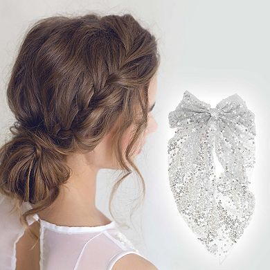 Fashion Sequin Bow Mesh Ribbon Spring Hair Clips 1 Pc
