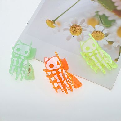Halloween Grungy Skeleton Cat Design Claw Clip 1 Pc