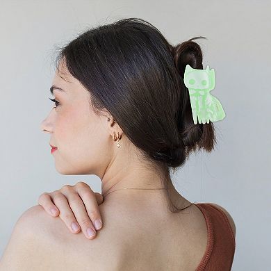 Halloween Grungy Skeleton Cat Design Claw Clip 1 Pc