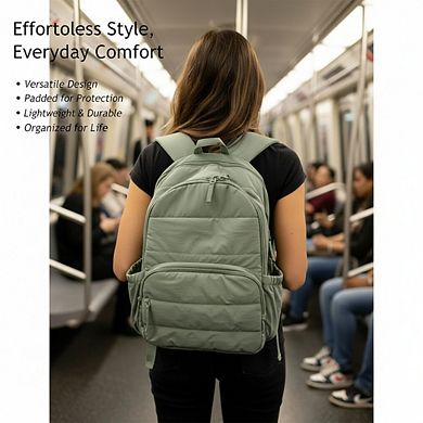 Quilted Travel Backpack Water Resistant for College and Work Use