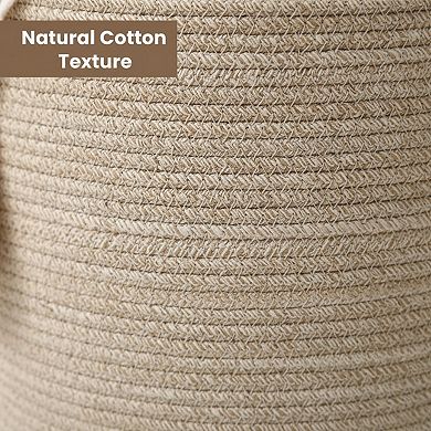 Woven Blanket Basket with Handles Laundry and Toy Storage for Living Room