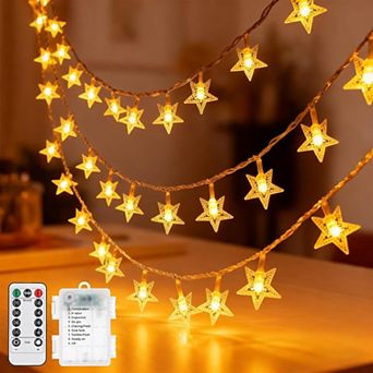 Great Ambitions Star String Lights,33ft LED Star Fairy Lights Battery Operated Indoor Outdoor