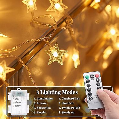 Great Ambitions Star String Lights,33ft LED Star Fairy Lights Battery Operated Indoor Outdoor