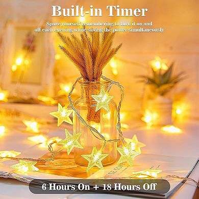 Great Ambitions Star String Lights,33ft LED Star Fairy Lights Battery Operated Indoor Outdoor