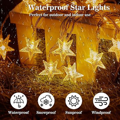 Great Ambitions Star String Lights,33ft LED Star Fairy Lights Battery Operated Indoor Outdoor