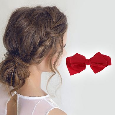 Grace Bow Ribbon French Barrette Hair Clips for Home 1 Pc