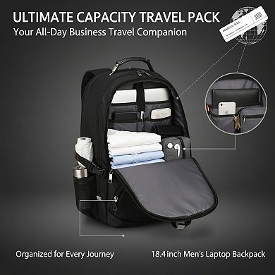 Extra Large Laptop Backpack with USB Charger Flight Approved and Water Resistant