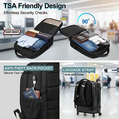 Extra Large Travel Backpack with USB Charging Port Water Resistant Anti Theft