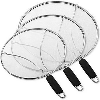 Great Ambitions Stainless Steel Grease Splatter Guard for Frying Pan,Ultra Fine Mesh Lids Set of 3