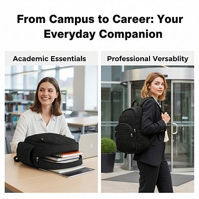 College Laptop Backpack Water Resistant with Quilted Design Casual Daypack