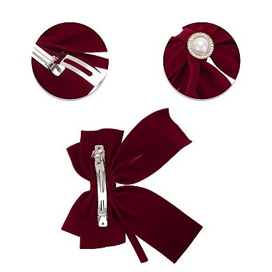 Fashion Bow Pearl Ribbon Spring Hair Clips 1 Pc