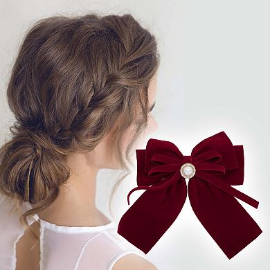 Fashion Bow Pearl Ribbon Spring Hair Clips 1 Pc