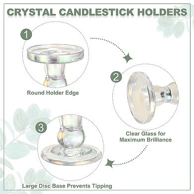 3.3/4.3/5.5 in Glass Candle Holder for Taper/Column Candles, Set of 3 Tealight Stand Candlestick