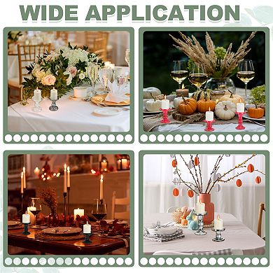 3.3/4.3/5.5 in Glass Candle Holder for Taper/Column Candles, Set of 3 Tealight Stand Candlestick