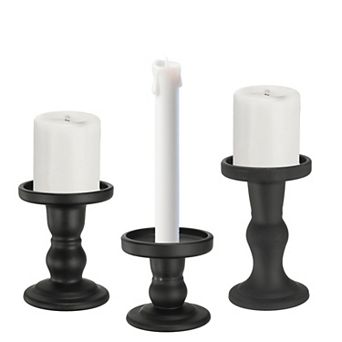 3.3/4.3/5.5 in Glass Candle Holder for Taper/Column Candles, Set of 3 Tealight Stand Candlestick