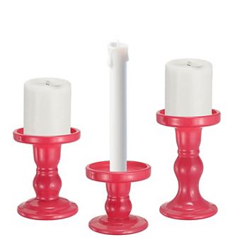 3.3/4.3/5.5 in Glass Candle Holder for Taper/Column Candles, Set of 3 Tealight Stand Candlestick