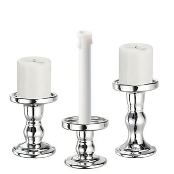 3.3/4.3/5.5 in Glass Candle Holder for Taper/Column Candles, Set of 3 Tealight Stand Candlestick