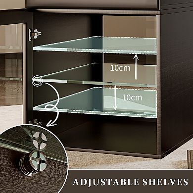 Dual-Sided Glass Display Case, Modern Curio Cabinet with Adjustable Shelves for Collectibles, 2 Pack