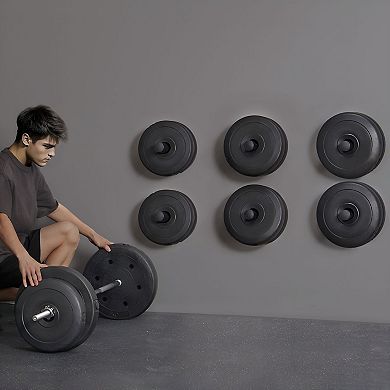 Wall-Mounted Weight Plate and Kettlebell Rack for Home Gyms - Black