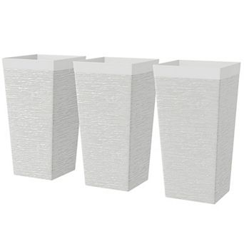 Outsunny 22.8 Inch Tall Planters, Set of 3 Plastic Flower Pots,
