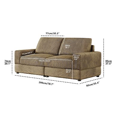 78.7''W Corduroy Modular Couch, 2-Seater Upholstered Loveseat, Could Sectional Sofa, for Living Room