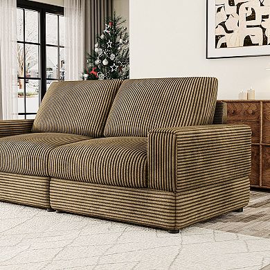 78.7''W Corduroy Modular Couch, 2-Seater Upholstered Loveseat, Could Sectional Sofa, for Living Room