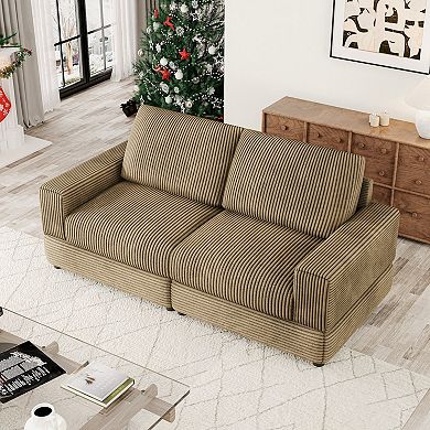 78.7''W Corduroy Modular Couch, 2-Seater Upholstered Loveseat, Could Sectional Sofa, for Living Room