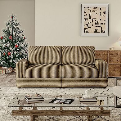 78.7''W Corduroy Modular Couch, 2-Seater Upholstered Loveseat, Could Sectional Sofa, for Living Room