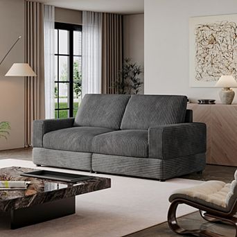 78.7''W Corduroy Modular Couch, 2-Seater Upholstered Loveseat, Could Sectional Sofa, for Living Room