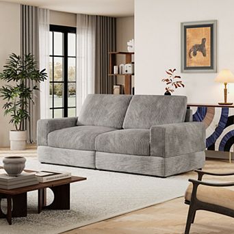 78.7''W Corduroy Modular Couch, 2-Seater Upholstered Loveseat, Could Sectional Sofa, for Living Room