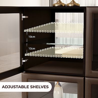 Dual-Sided Glass Display Cabinet, Curio Cabinet for Collectibles, Decor Case for Living Room, 4 Pack