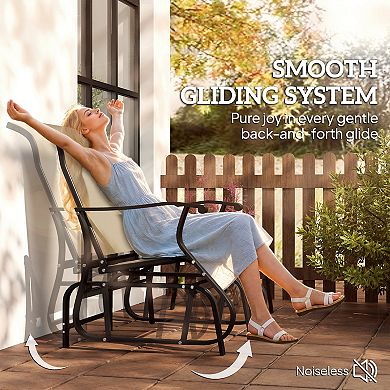 Outsunny Outdoor Glider with Ottoman, High Back Patio Glider Set,