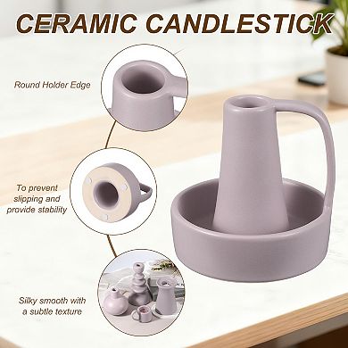 Ceramic Candle Holder, 3.9x3.9x3.9" Decorative Candle Display Holder Centerpiece Decoration, Purple